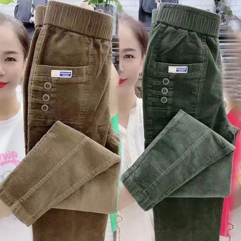 Corduroy Pant Warm - Женские теплые весенне-зимние пуговицы с карманами