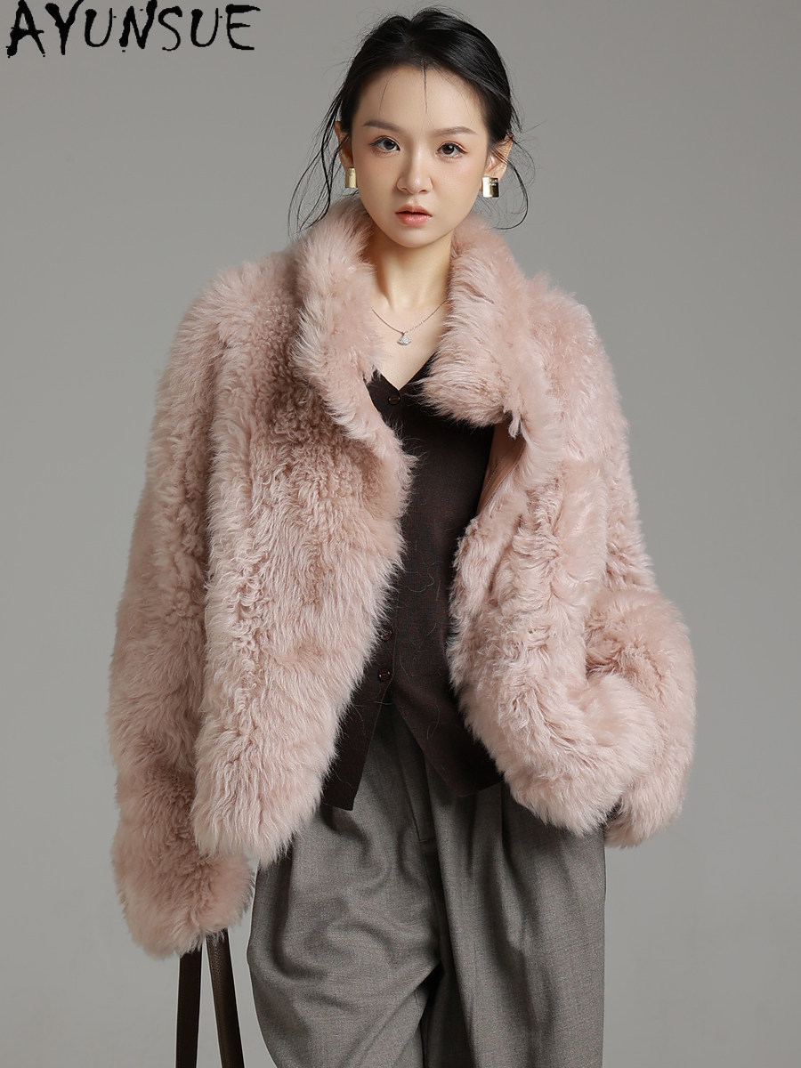 AYUNSUE Натуральная шуба из ов – обзор и цена Wool Coat Peacoat
