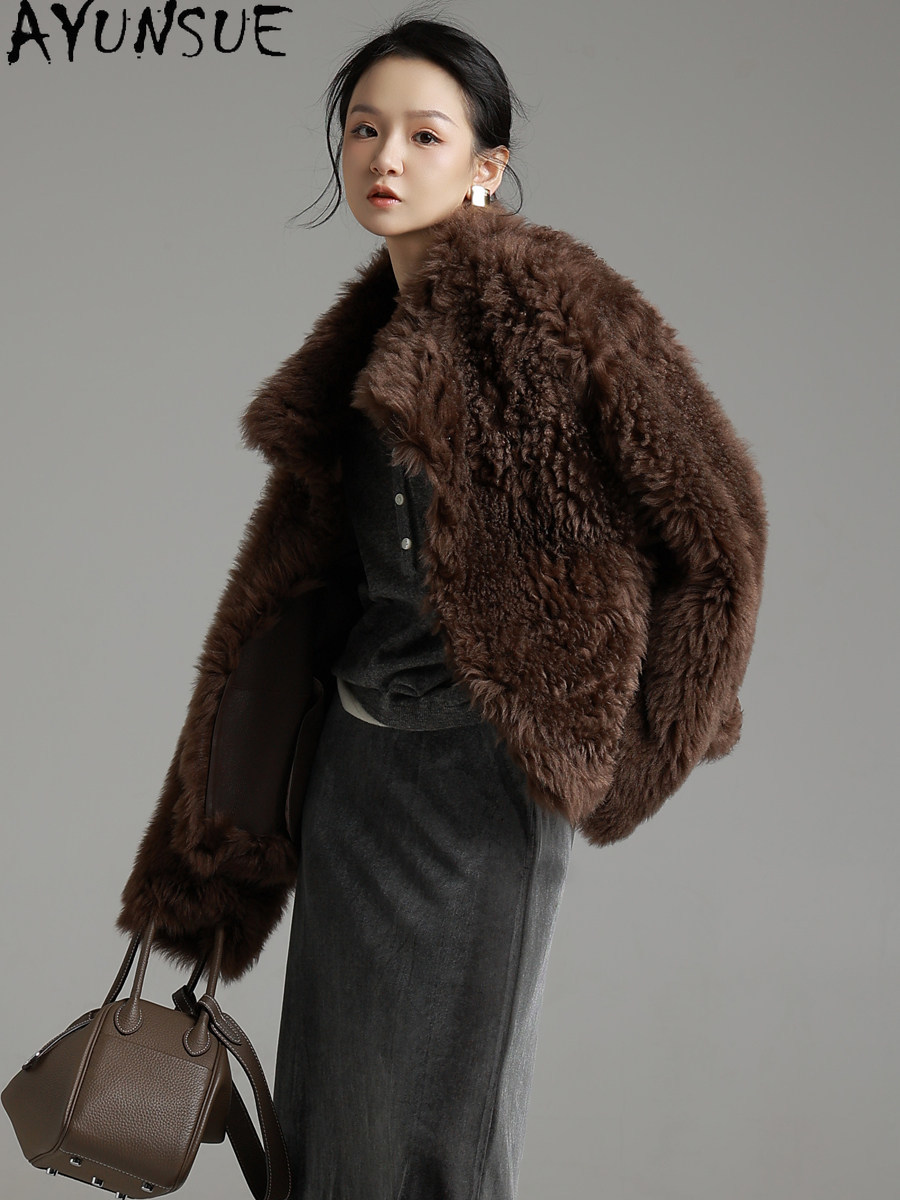 AYUNSUE Натуральная шуба из ов – обзор и цена Wool Coat Peacoat