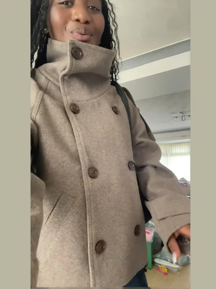 Женская короткая куртка с воро – обзор и цена Wool Coat Peacoat