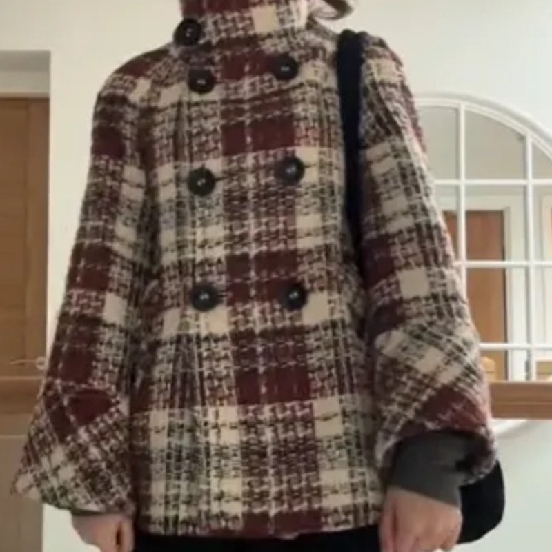 Теплое клетчатое пальто с высо – обзор и цена Wool Coat Peacoat